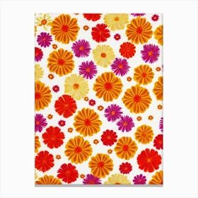 Marigold Floral Print Warm Tones1 Flower Canvas Print