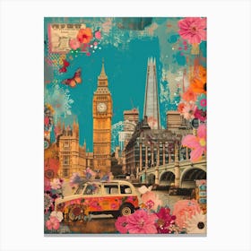 London   Retro Collage Style 3 Canvas Print