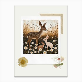 Scrapbook Deer And Rabbits Fairycore Painting 2 Canvas Print