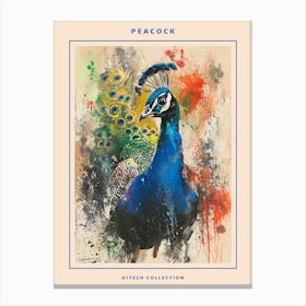 Peacock Brushstrokes Poster 3 Canvas Print