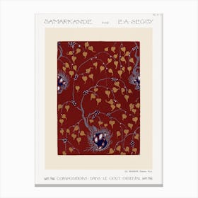 Art Nouveau Flower Pattern Pochoir Print In Oriental Style, Eugène Séguy Canvas Print