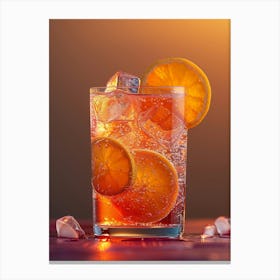 Orange Drink With Ice Cubes Canvas Print