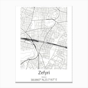 Zefyri,Greece Minimalist Map Canvas Print