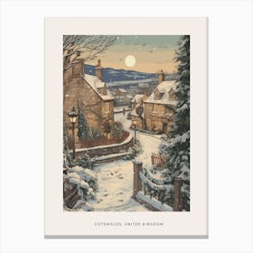 Vintage Winter Poster Cotswolds United Kingdom 4 Canvas Print