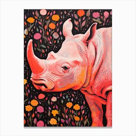 Floral Rhino Portrait Canvas Print