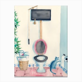 Cat In The Bathroom Canvas Print