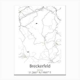 Breckerfeld,Germany Minimalist Map Canvas Print