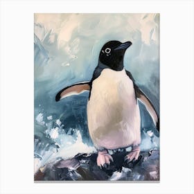 Adlie Penguin Cooper Bay Oil Painting 3 Canvas Print