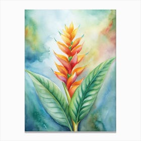 8 Heliconia Rostrata With Cascading Blooms Canvas Print