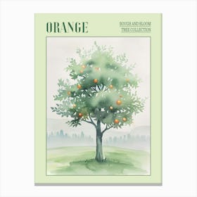 Orange Tree Atmospheric Watercolour Painting 1 Poster Canvas Print