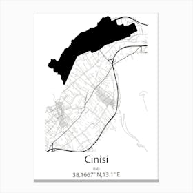 Cinisi,Italy Minimalist Map Canvas Print