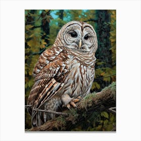 Barred Owl Relief Illustration 4 Canvas Print
