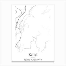 Kanal,Slovenia Minimalist Map Leinwandbild