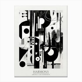 Harmony Abstract Black And White 4 Poster Canvas Print