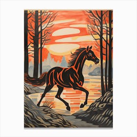 A Horse Painting In The Style Of Gouache Painting 4 Canvas Print