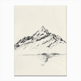 Mount Cook Usa Line Drawing 3 Canvas Print