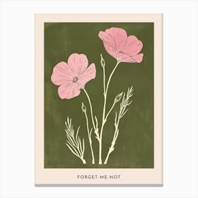 Pink & Green Forget Me Not 2 Flower Poster Canvas Print