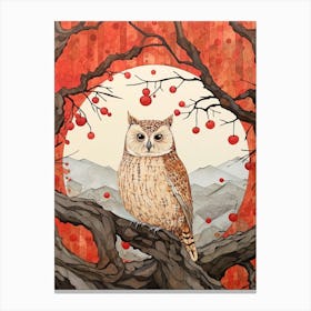 Bird Illustration Eastern Screech Owl 4 Canvas Print