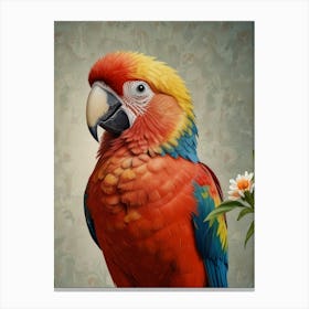 Parrot With Flowers 3 Canvas Print