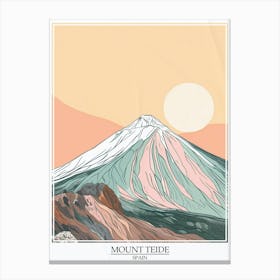 Mount Teide Spain Color Line Drawing 5 Poster Canvas Print