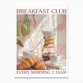 Breakfast Club Chemex Coffee And Croissants 4 Canvas Print