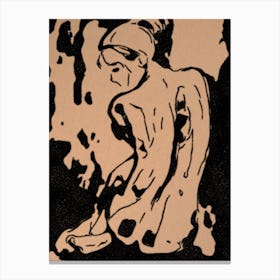 Nude Woman Black and Wight Canvas Print