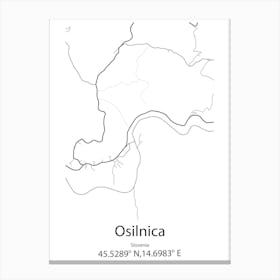 Osilnica,Slovenia Minimalist Map Canvas Print