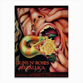 Guns N Roses Metallica 1992 Concert Poster Canvas Print