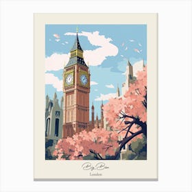 Big Ben, London   Cute Botanical Illustration Travel 11 Poster Canvas Print