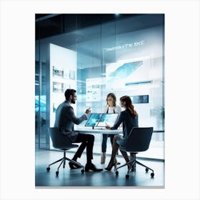 Artistic Vision Of A Dynamic Team Engaged In Effective Collaboration Strategically Mapping Out Idea (1) 2 Canvas Print