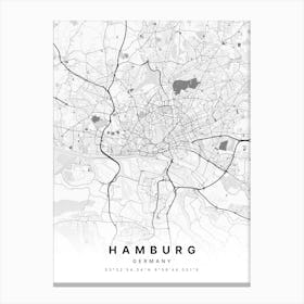 Hamburg Germany White Map Canvas Print