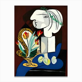 Pablo Picasso Woman With Flowers Canvas Print