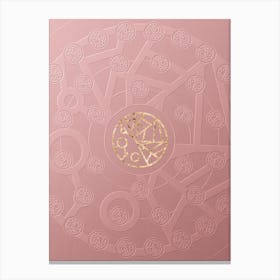 Geometric Gold Glyph on Circle Array in Pink Embossed Paper n.0062 Canvas Print