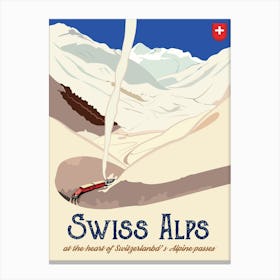 Swiss Alps, Switzerland, Train in the Distance Canvas Print