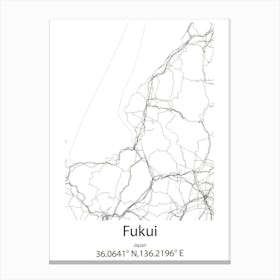 Fukui,Japan Minimalist Map Canvas Print