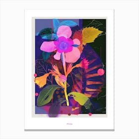 Phlox 2 Neon Flower Collage Poster Canvas Print
