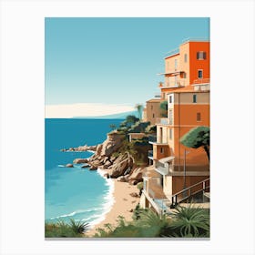 Abstract Illustration Of Sorrento Back Beach Australia Orange Hues 3 Canvas Print