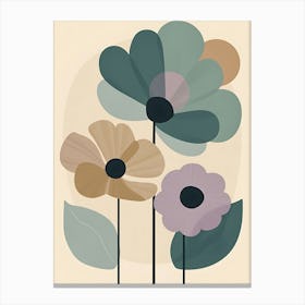 Flowers On A Beige Background 8 Canvas Print