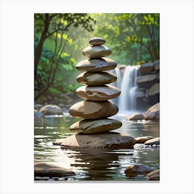 Zen Stones In The Water Canvas Print