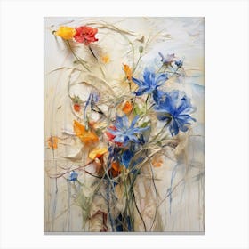 Abstract Flower Painting Cornflower Canvas Print