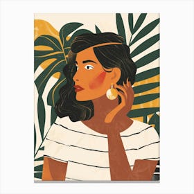 Illustration Of A Woman With Earrings 2 Canvas Print