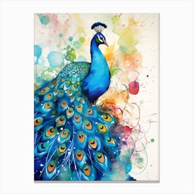 Watercolour Peacock 4 Canvas Print
