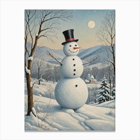 Snowman In The Woods no1 Canvas Print