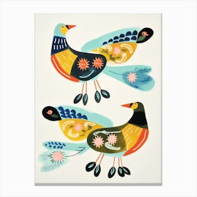 Folk Style Bird Painting Mallard Duck 1 Canvas Print