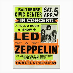 Led Zeppelin Baltimore Civic Center Art Sur Tapis De Souris Tapis De Souris Classique Vintage Musique Ancienne Fournitures De Bureau Canvas Print