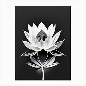 Lotus Flower In Garden Black And White Geometric 2 Canvas Print