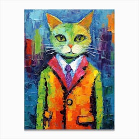 Chic Feline Whiskers; A Cat Oil Brushed Affair Canvas Print