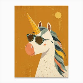 Unicorn With Sunglasses Muted Pastel 3 Canvas Print