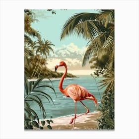 Greater Flamingo Kenya Tropical Illustration 4 Canvas Print