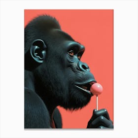 Gorilla Eating Lollipop Canvas Print